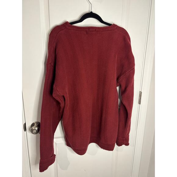 Vintage Chaps Ralph Lauren Hand-Framed Burgundy Cotton Crewneck Sweater Men’s L - Picture 4 of 4